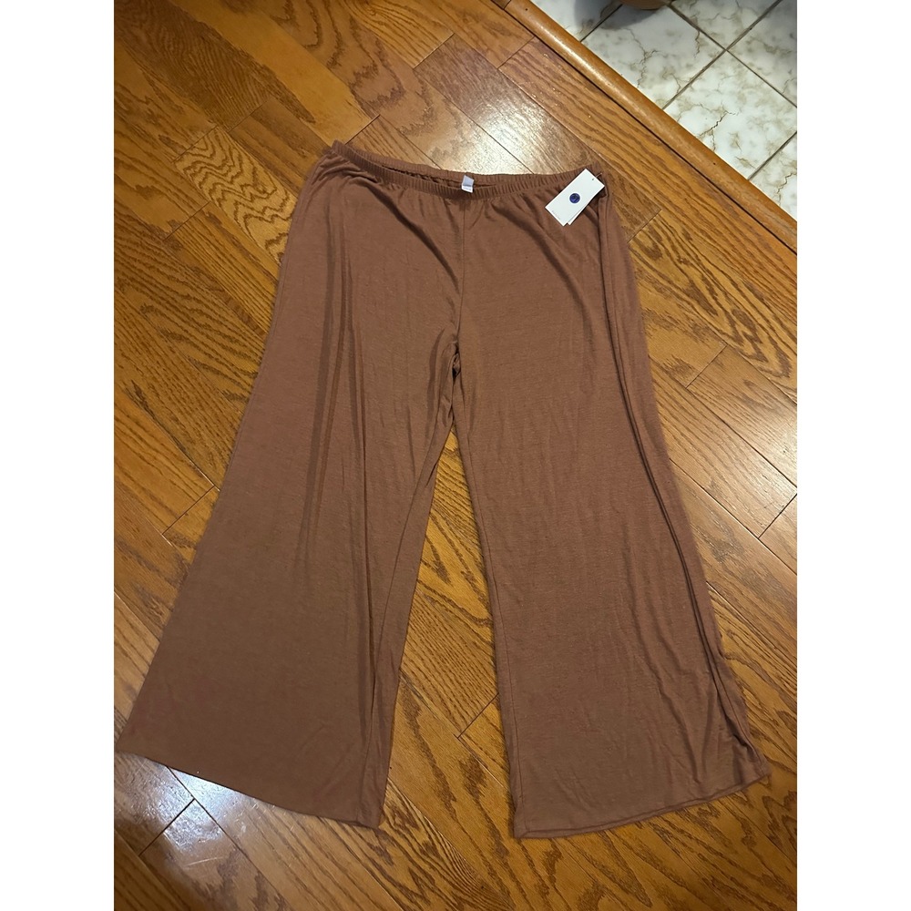 Stars Above Womens Wide Leg Pajama Pants Brown XXL Soft Knit Lounge Sleepwear